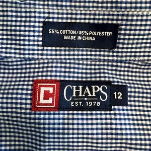 Chaps Boys gingham blue button down shirt sz 12